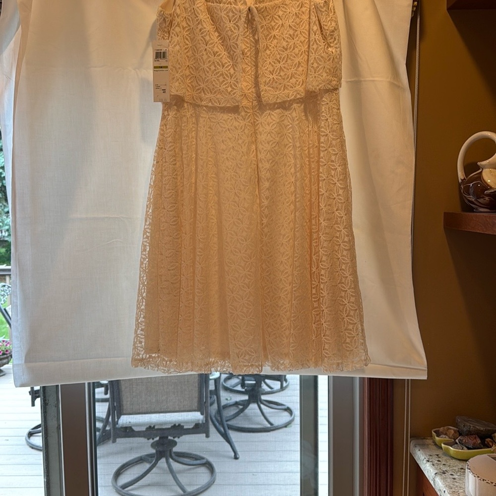 Maggy London Cream Lace Midi Dress